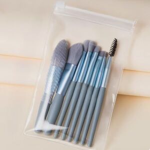 NWT No Label Blue Travel Daily Use Makeup Brush Set